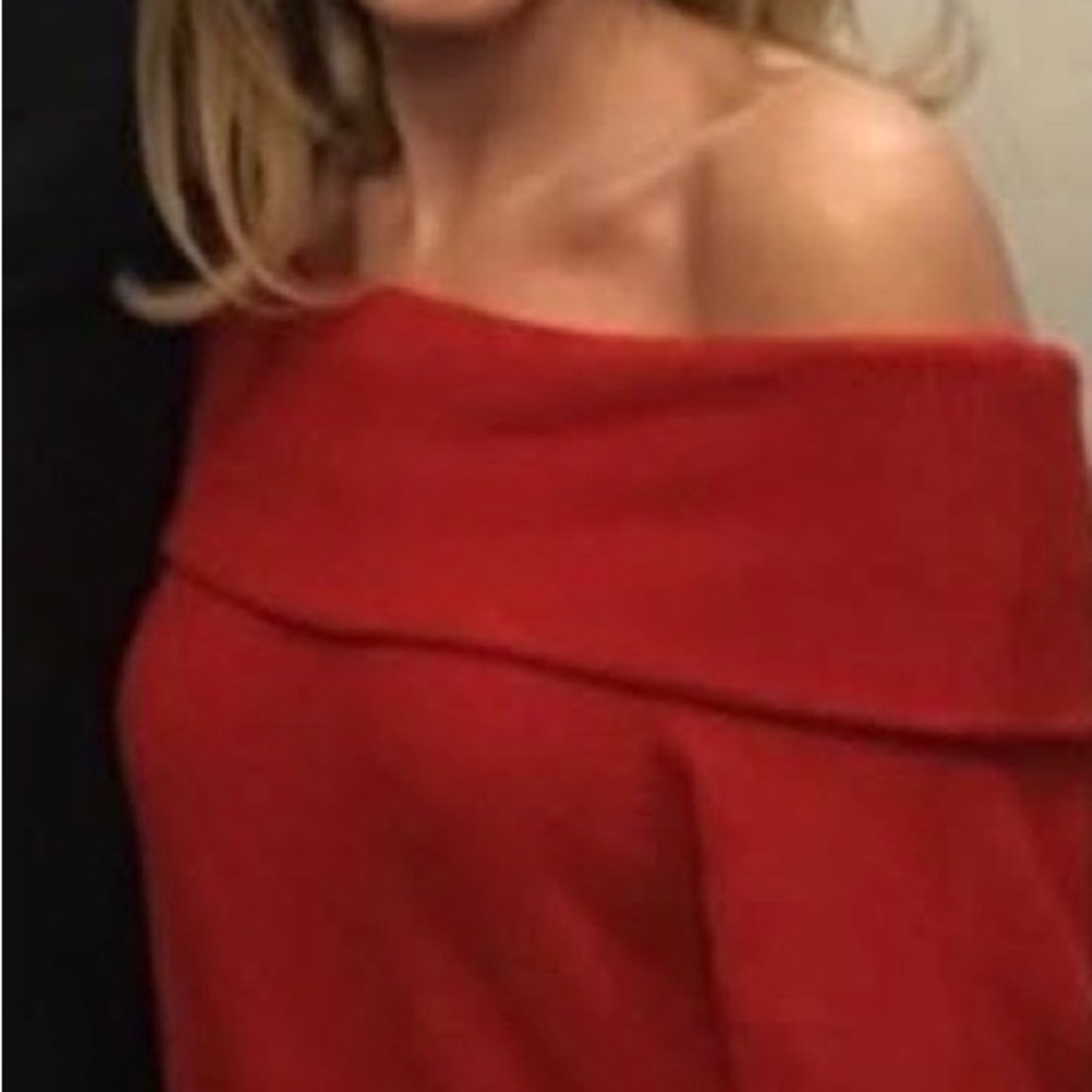 Red Off-Shoulder Sweater